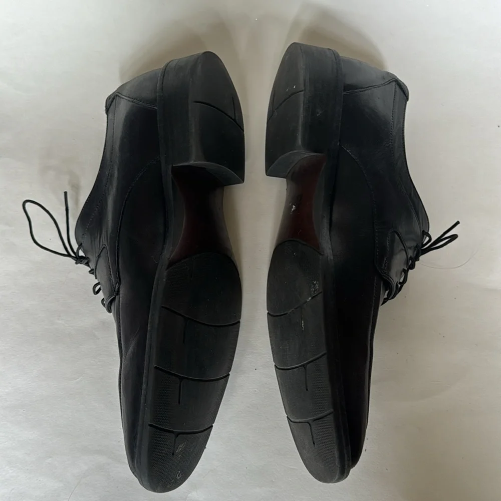 JOHNSTON & MURPHY Black Leather Lace up Dress Shoes 59 11557 $185 EUC
